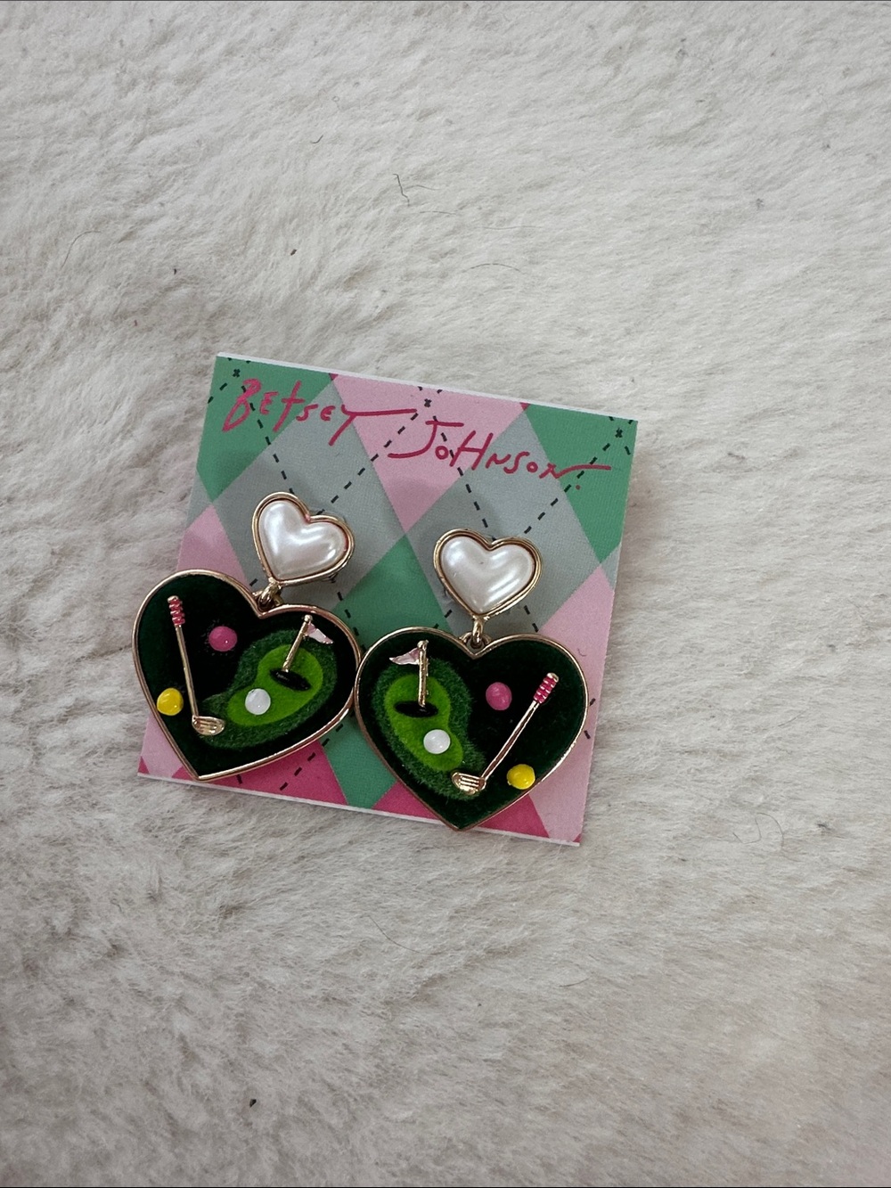 Betsey Johnson golf heart earrings